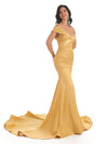 Elegant Cap sleeves Soft Satin Mermaid Long Bridesmaid Dresses UK