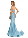 Sexy Sparkly Side Slit Mermaid Sweetheart Strapless Floor-length Long Party Prom Dresses