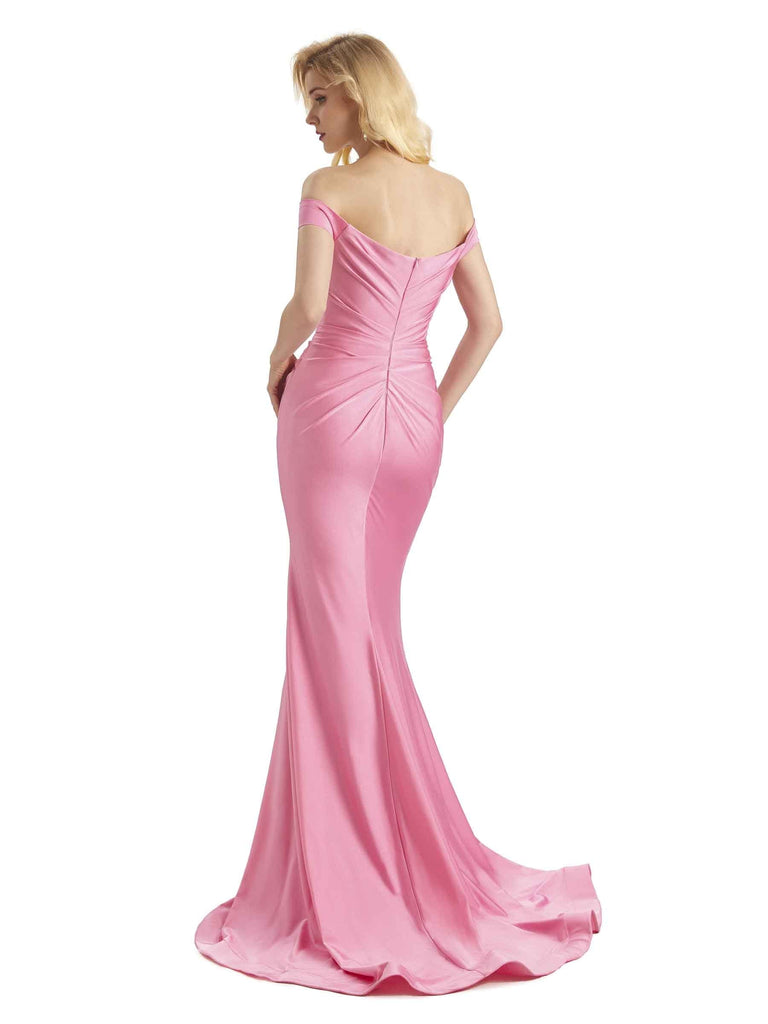 Sexy Mermaid Off The Shoulder Stretchy Jersey Long Formal Bridesmaid Dresses Online