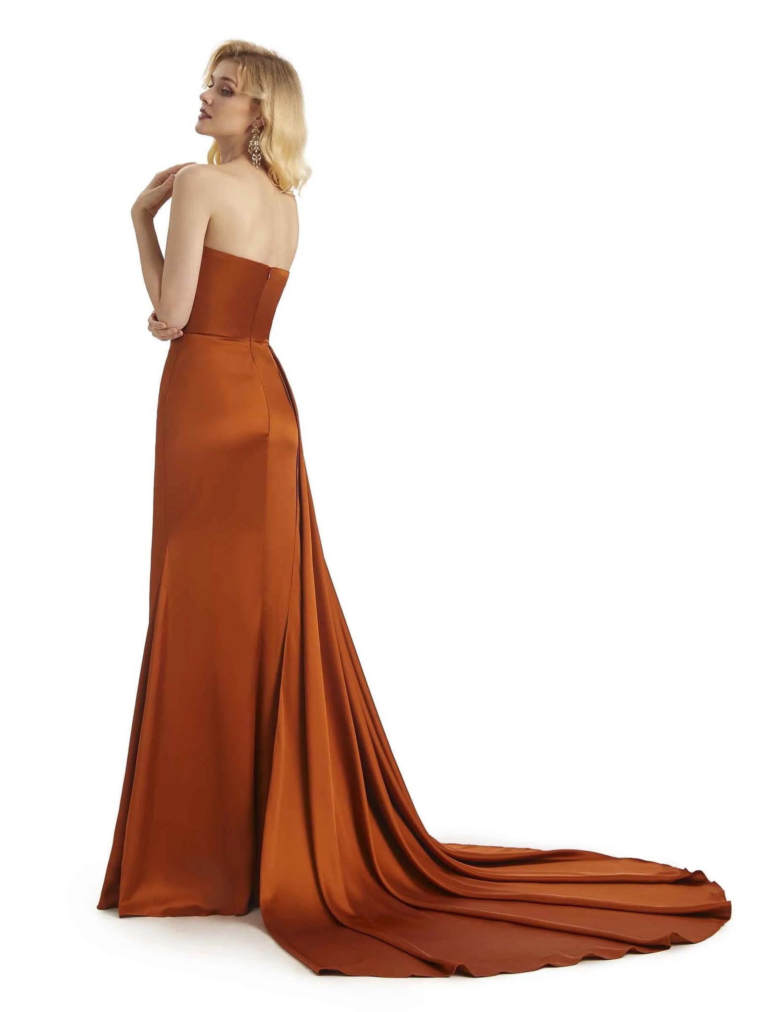 Unique Sweetheart Side Slit Soft Satin Long Mermaid Prom Dresses Online