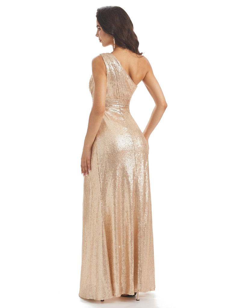 Sparkly Sequin One Shoulder Long Bridesmaid Dresses Online UK