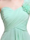 Elegant A-line One-Shoulder With Flowers Floor-Length Chiffon Long Bridesmaid Dresses