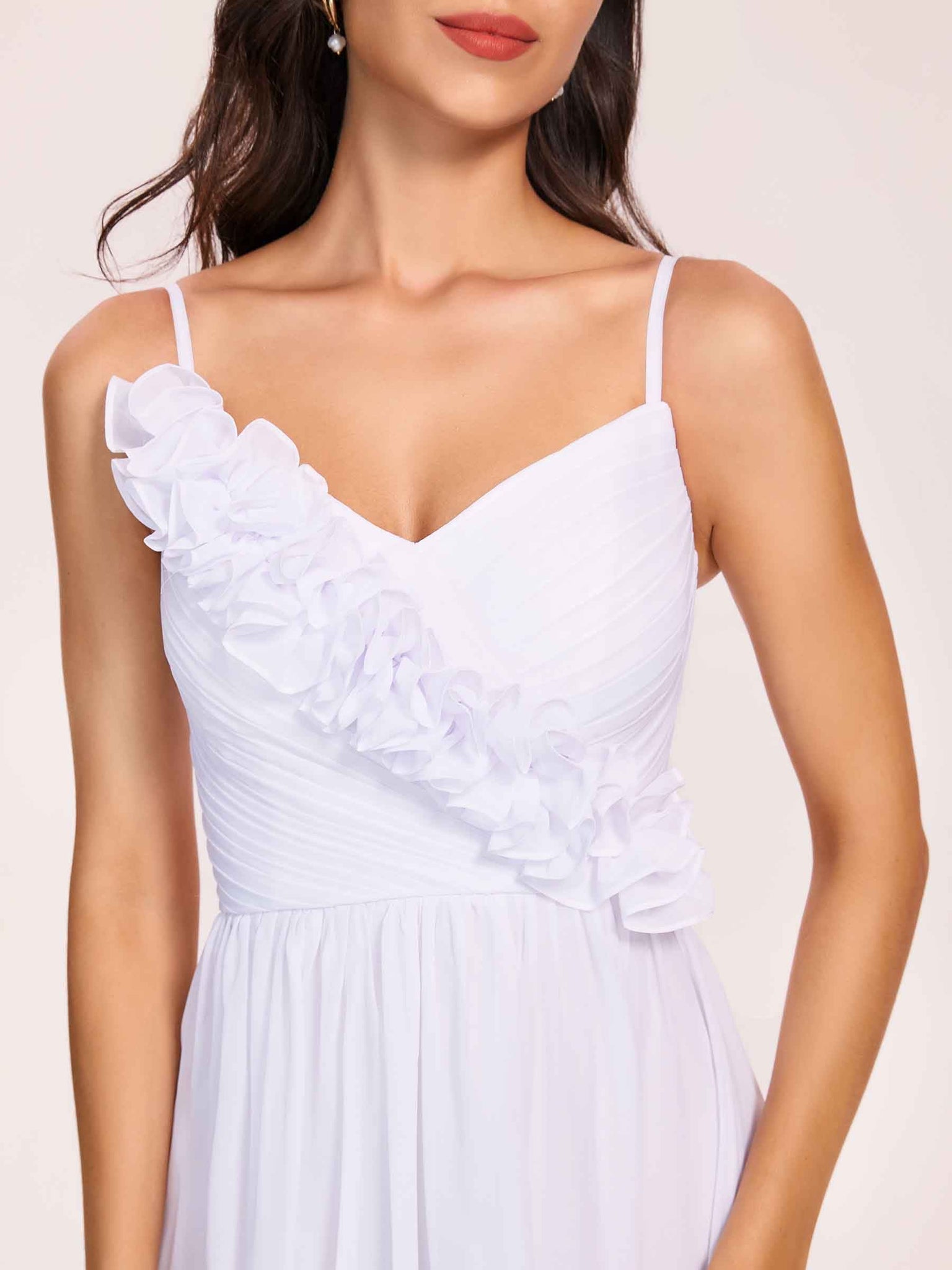 Spaghetti Straps Floral A-line Ombre Chiffon Long Bridesmaid Dresses Online