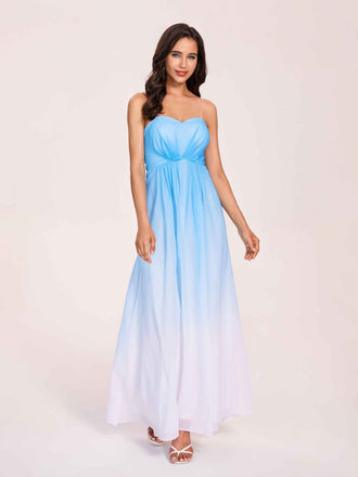 ombre bridesmaid dresses uk Ombre Purple Chiffon V-neck A-line Long Bridesmaid Dress