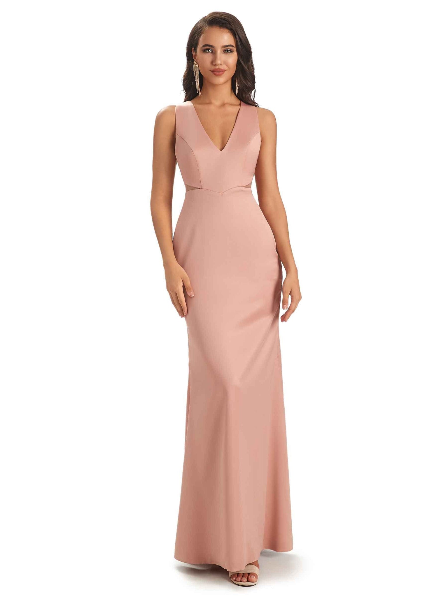 Sexy Soft Satin V-neck Floor-Length Long Mermaid Chic Modern Prom Dresses Online