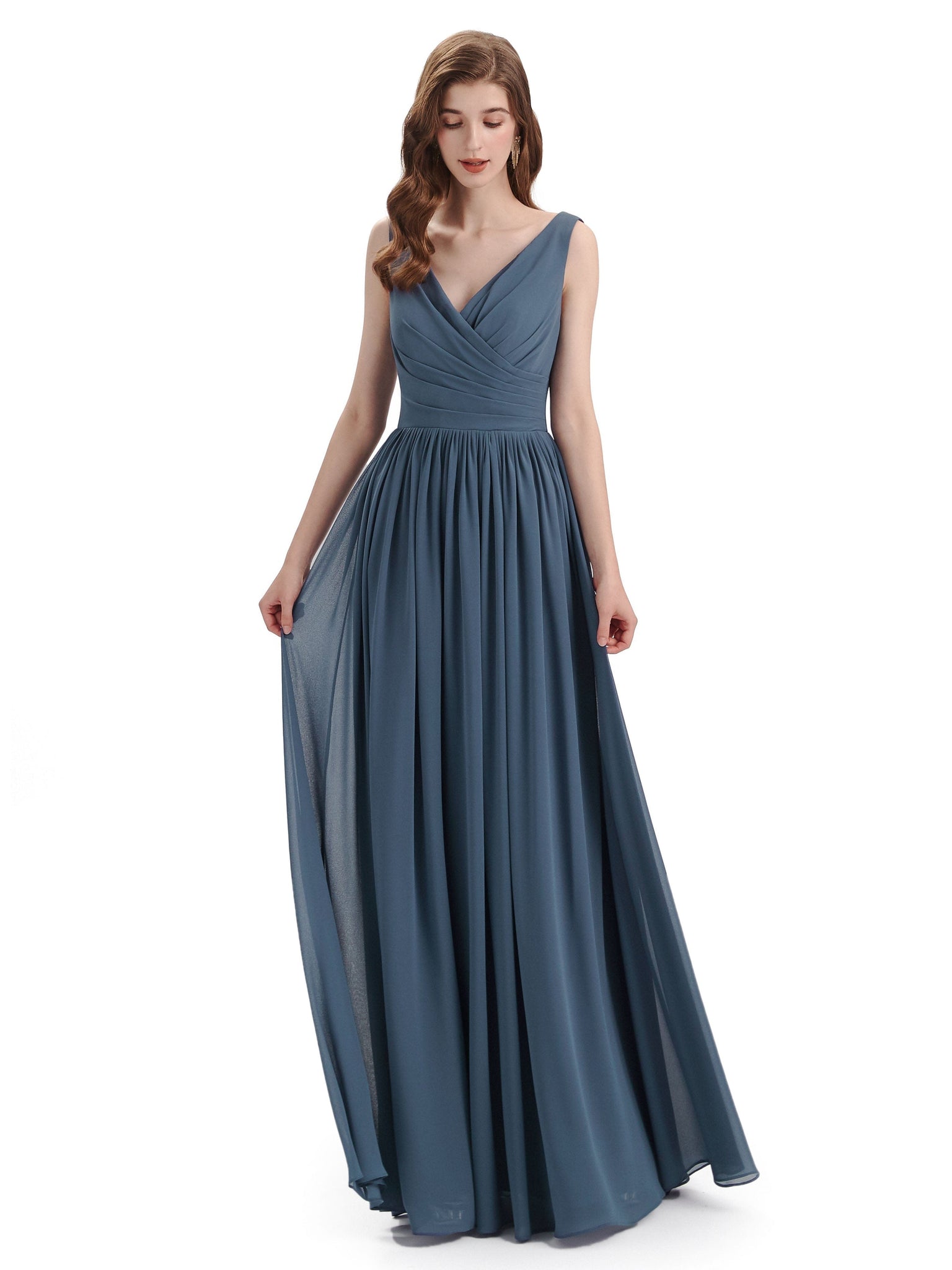 Elegant V-neck Floor Lenght Boho Chic Women's Bridesmaid Dresses UK