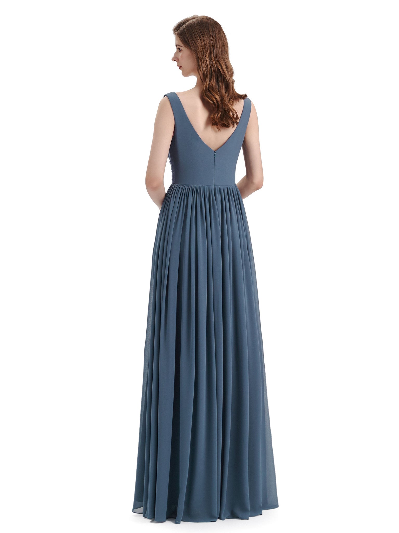 Elegant V-neck Floor Lenght Boho Chic Women's Bridesmaid Dresses UK