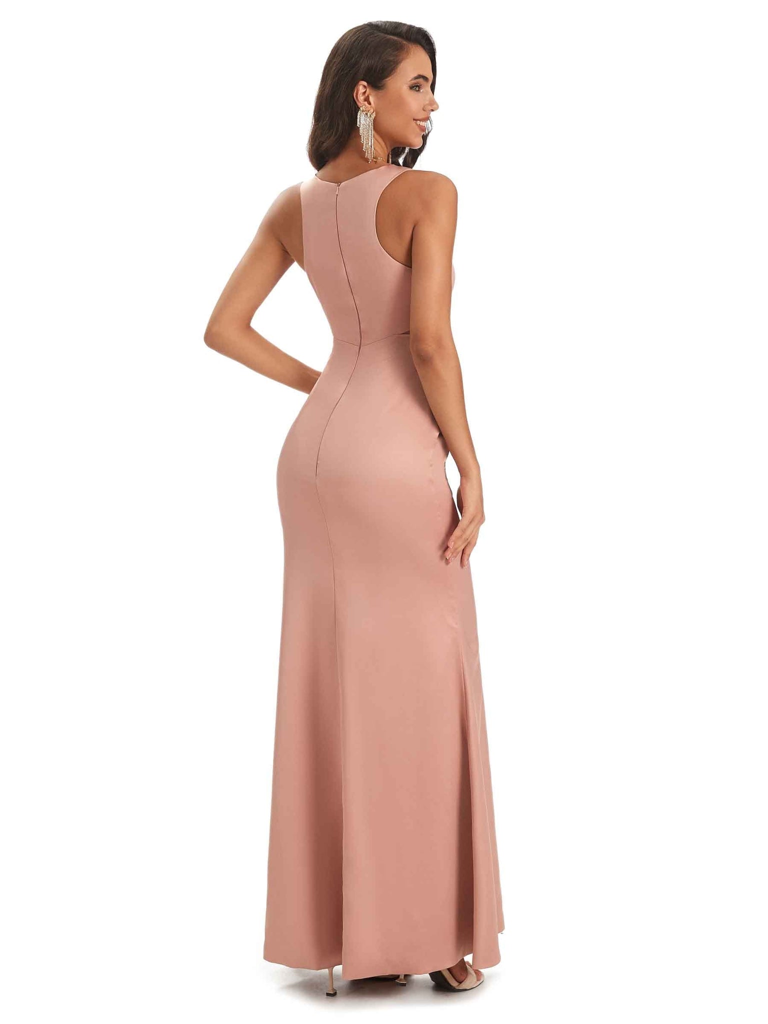 Sexy Soft Satin V-neck Floor-Length Long Mermaid Chic Modern Prom Dresses Online