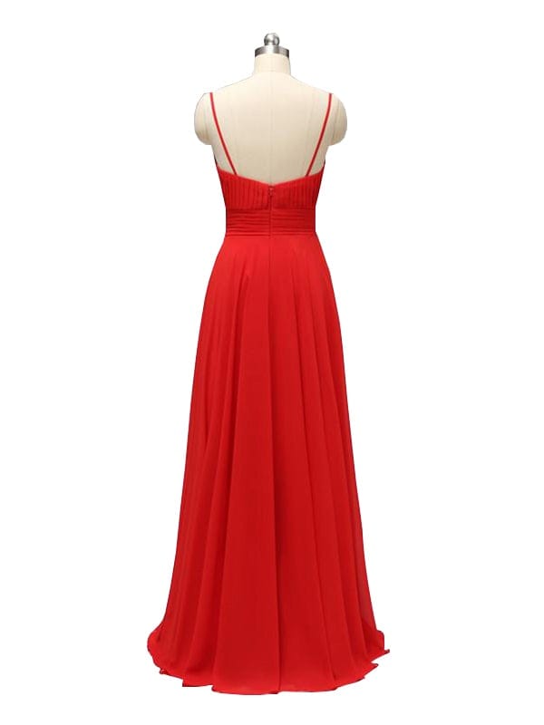 Elegant Chiffon Spaghetti Straps Side Slit Long Bridesmaid Dresses UK Online