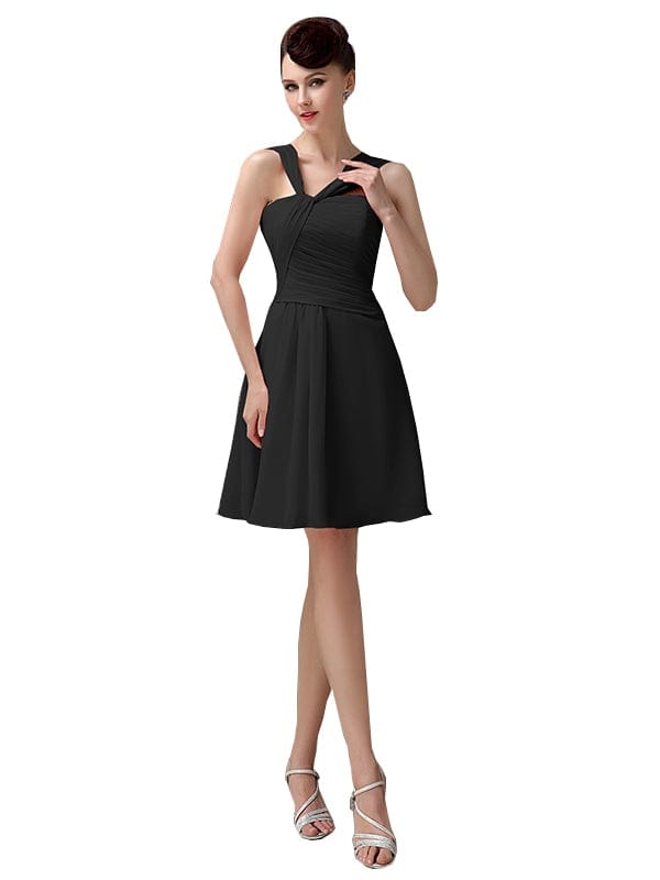 Simple A-line Knee-length Chiffon Short Bridesmaid Dresses