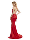 Sexy Criss Cross Mermaid Spaghetti Straps V-Neck Long Satin Prom Dresses Online