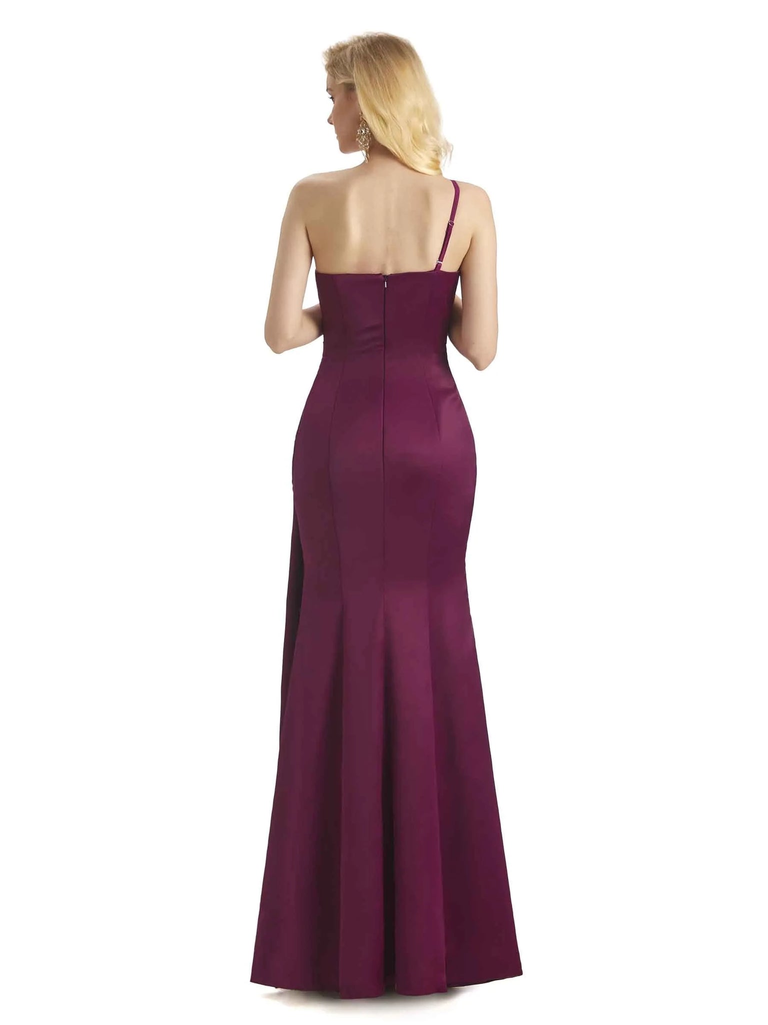 Elegant One Shoulder Soft Satin Long Mermaid Prom Dresses Online