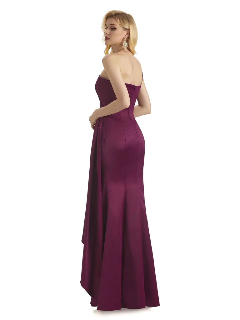Elegant One Shoulder Soft Satin Long Mermaid Prom Dresses Online