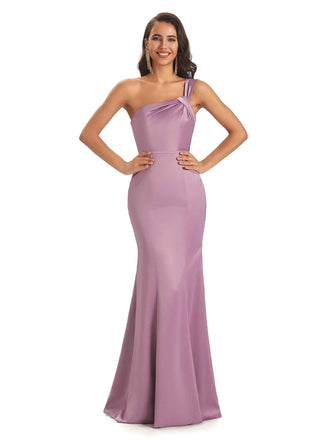 Sexy One shoulder Soft Satin Mermaid long Long Prom Dresses Online