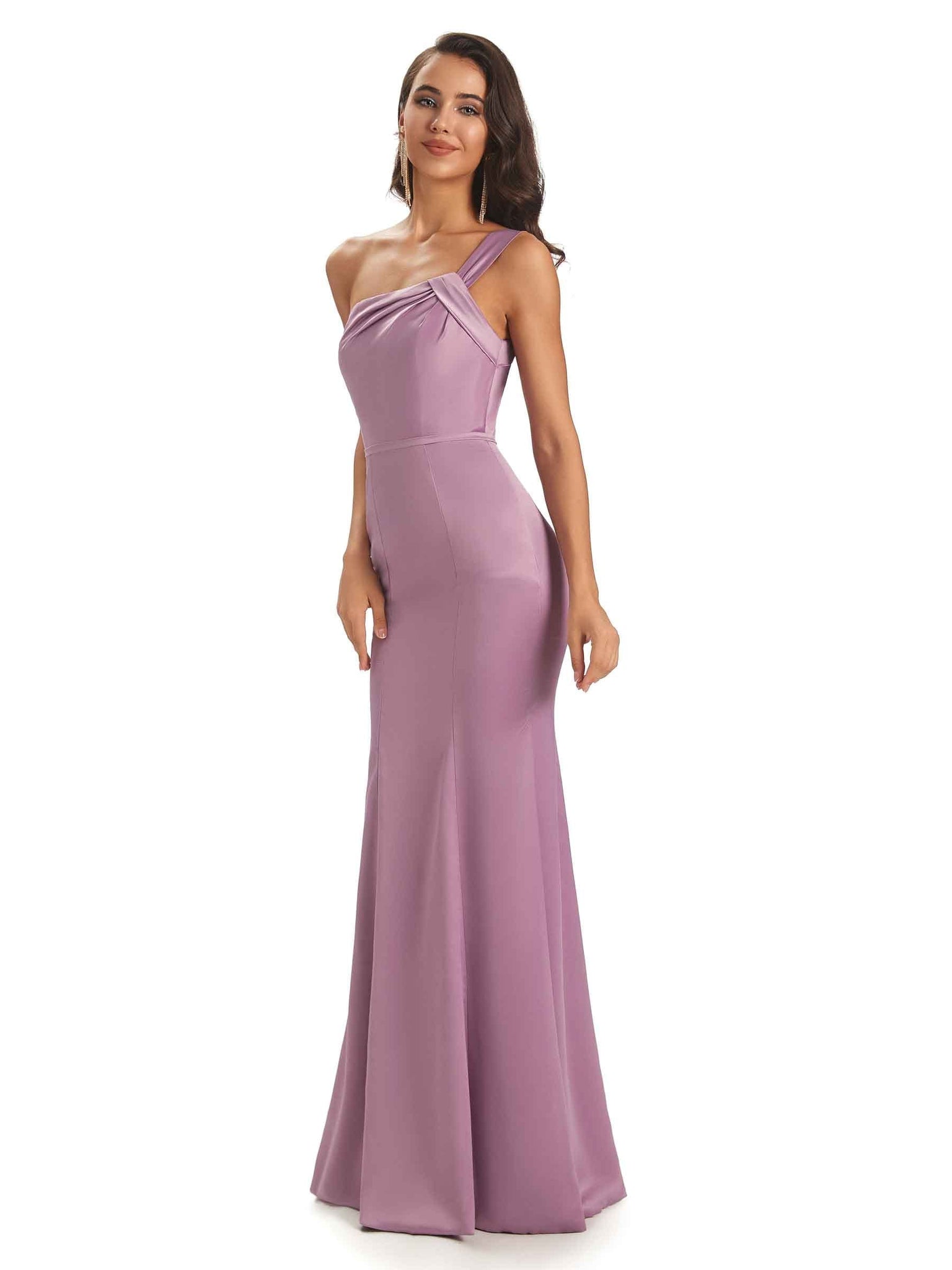 Sexy One shoulder Soft Satin Mermaid long Long Prom Dresses Online