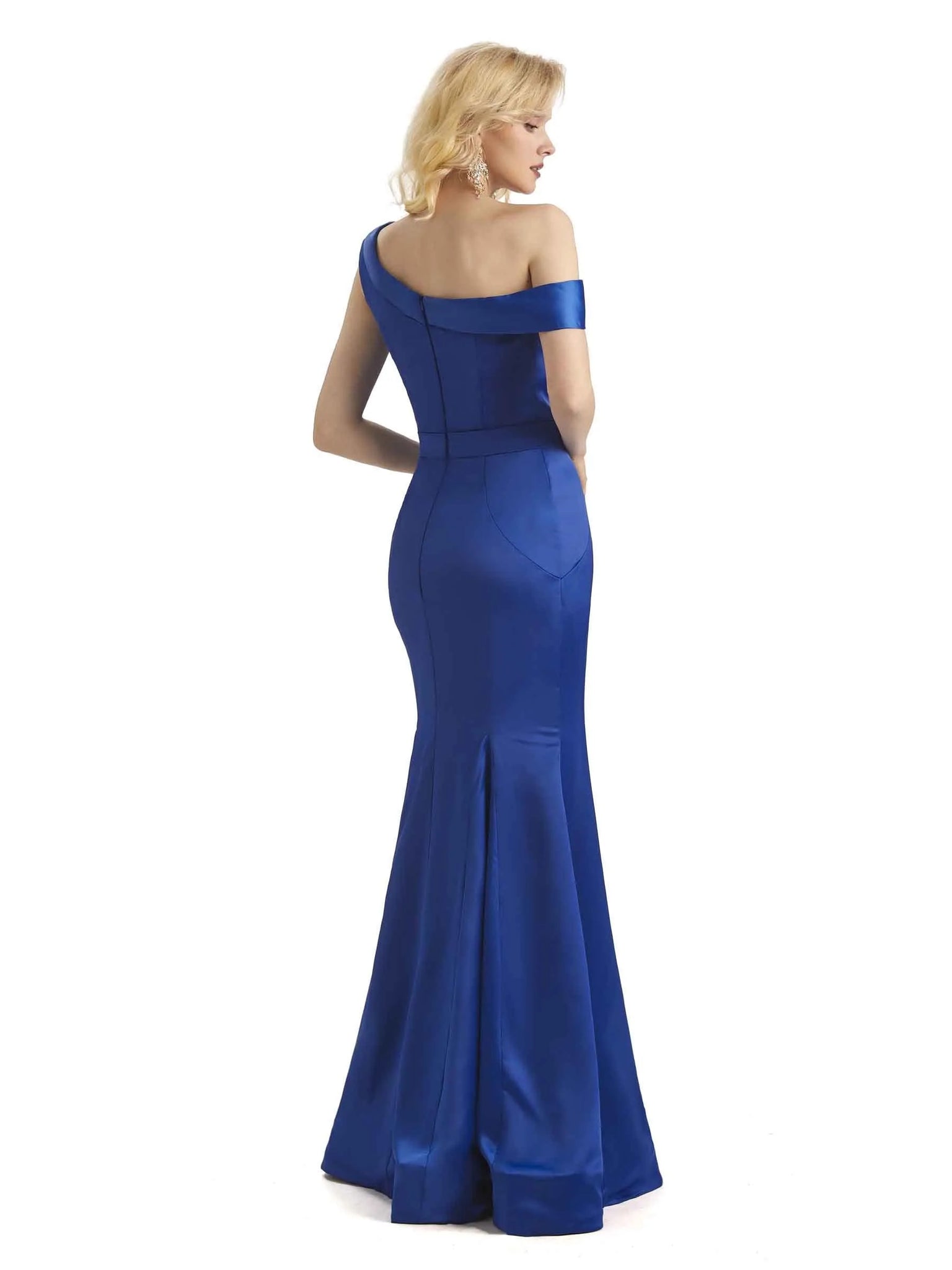Elegant One Shoulder Soft Satin Long Mermaid Prom Dresses 2023