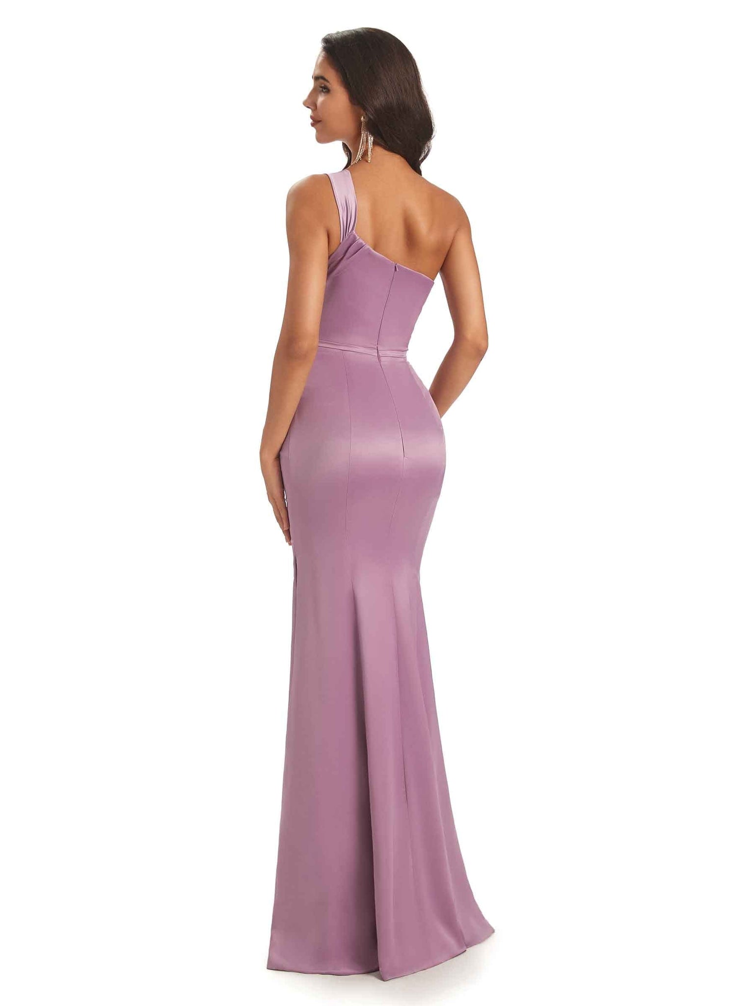 Sexy One shoulder Soft Satin Mermaid long Long Prom Dresses Online