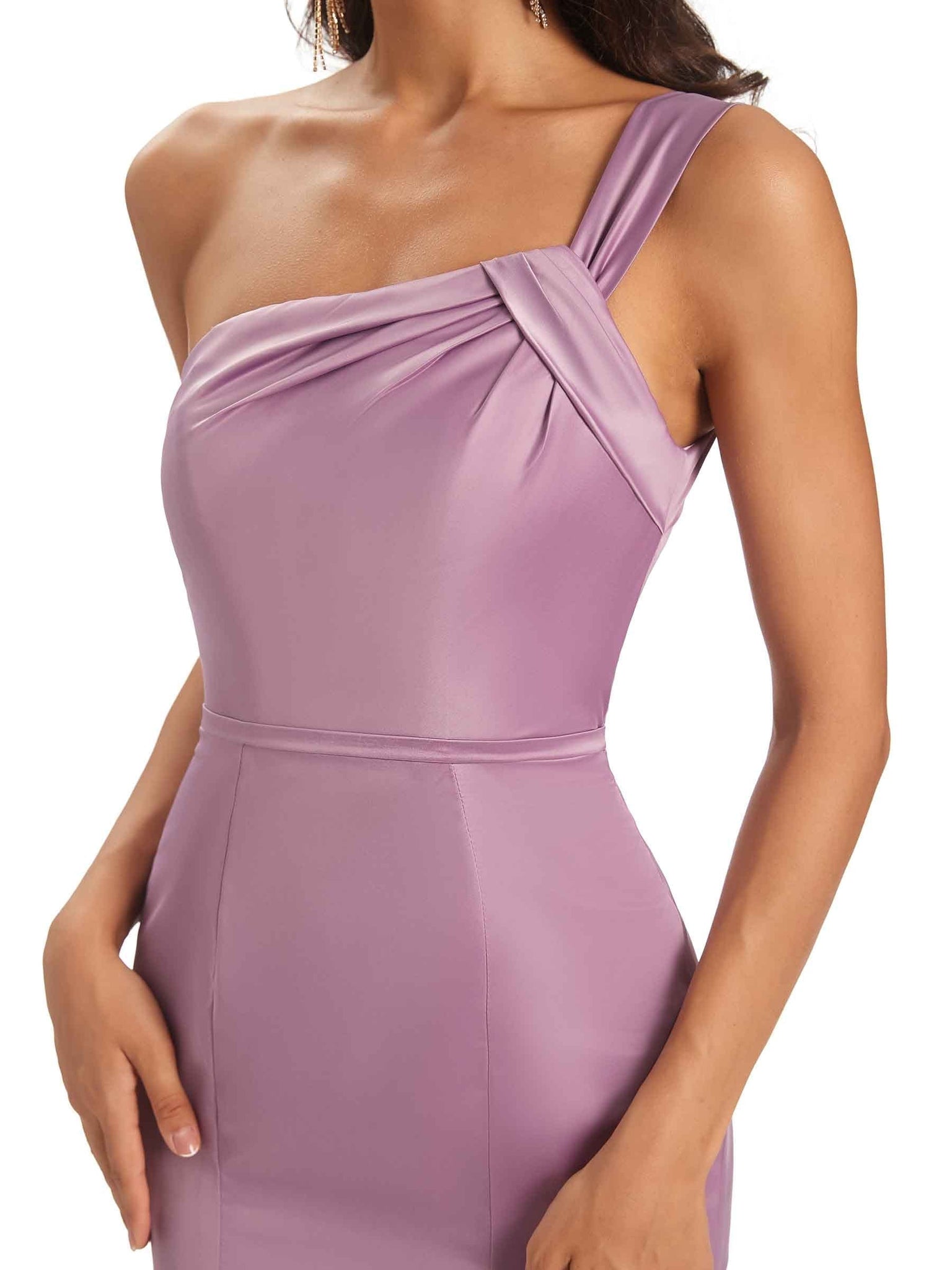 Sexy One shoulder Soft Satin Mermaid long Long Prom Dresses Online