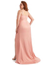 Sexy Side Slit Mermaid Soft Satin Long Bridesmaid Dress For Plus Size
