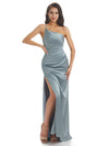 Sexy Side Slit Soft Satin One Shoulder  Mermaid Long Bridesmaid Dresses UK Online Sale