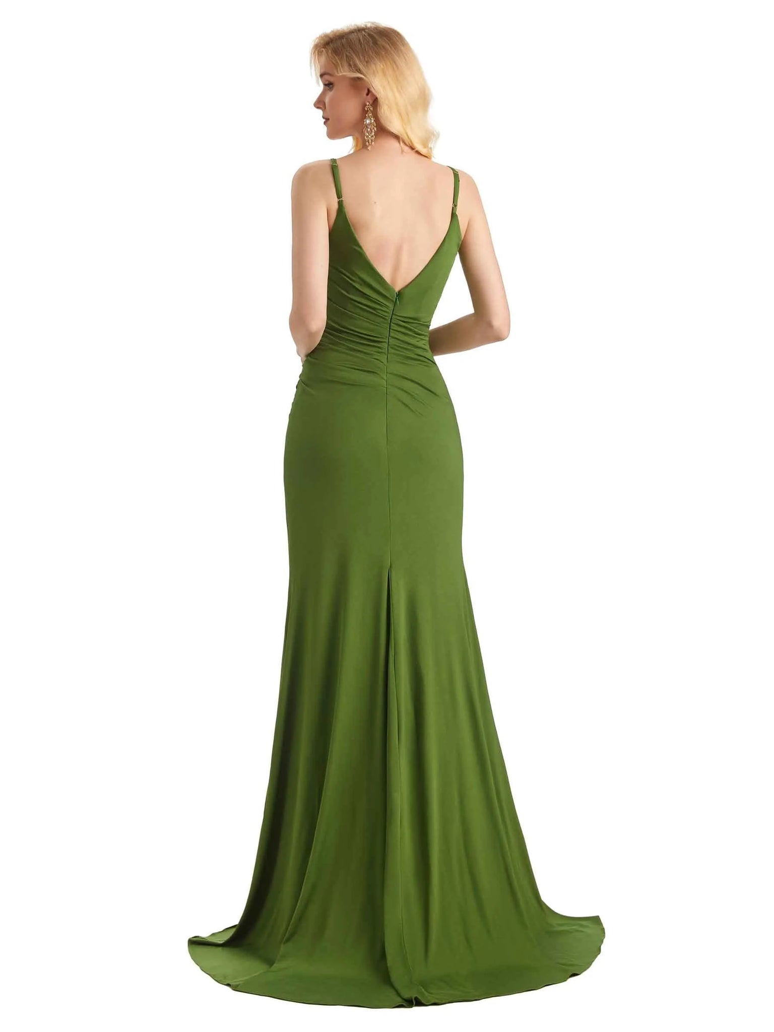Sexy Mermaid Side Slit Stretchy Jersey Long Formal Prom Dresses 2023