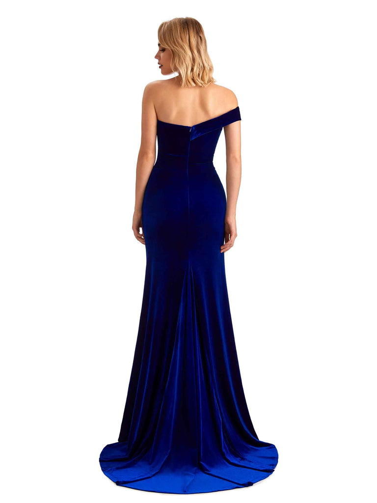 Elegant Mermaid One Shoulder Side Slit Velvet Long Bridesmaid Dresses- ChicSew chicsewuk Elegant Mermaid One Shoulder Side Slit Velvet Long Bridesmaid Dresses- ChicSew chicsewuk