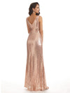 Sparkly V-neck Sequin Long Mermaid Bridesmaid Dresses UK Online