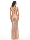 Sparkly V-neck Sequin Long Mermaid Bridesmaid Dresses UK Online