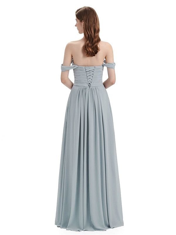 Modern A-line Off The Shoulder Long Bridesmaid Dresses UK