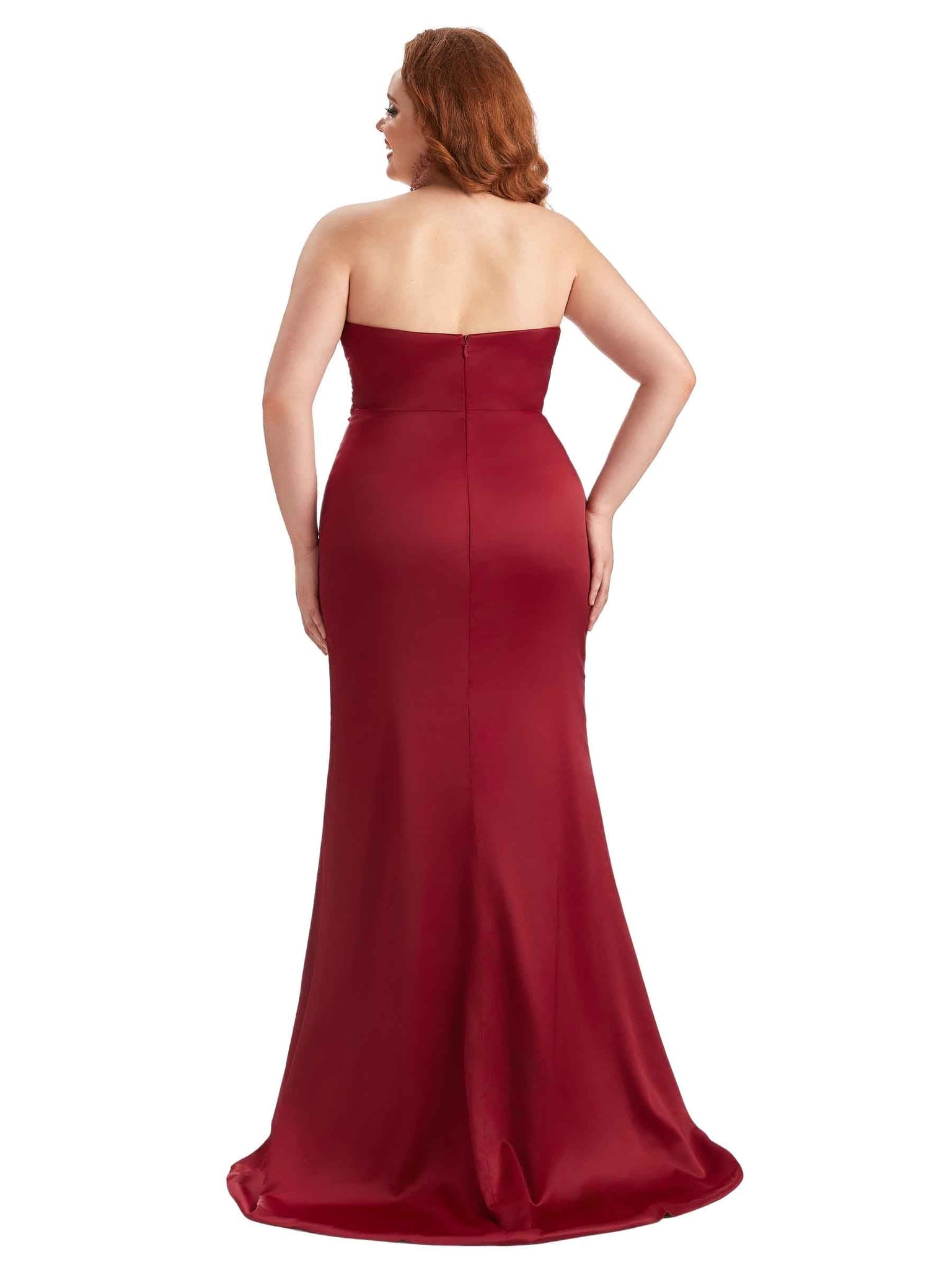 Sexy Side Slit Mermaid Soft Satin Long Plus Size Wedding Party Dresses UK