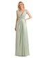 Elegant Soft Satin V neck Wrap Long Satin Bridesmaid Dresses UK Online Sale