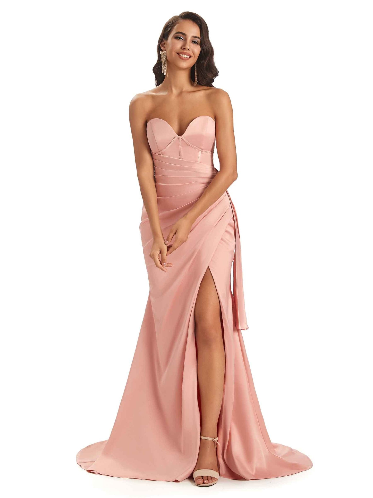Sexy Soft Satin Side Slit Sweetheart Floor-Length Mermaid African Prom Dresses