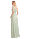 Elegant Soft Satin V neck Wrap Long Satin Bridesmaid Dresses UK Online Sale