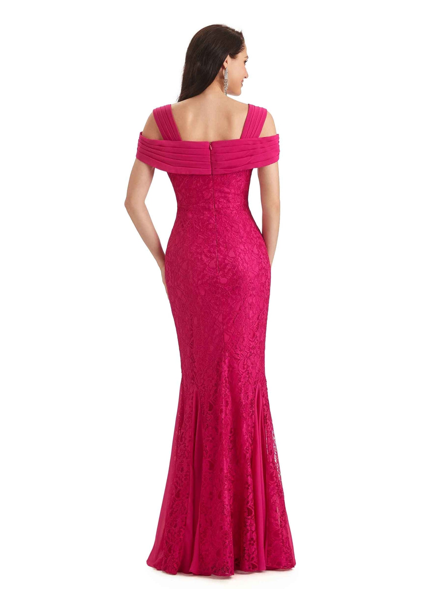 Sexy Mermaid Cold Shoulder Lace Petite Mother of The Brides Dresses UK