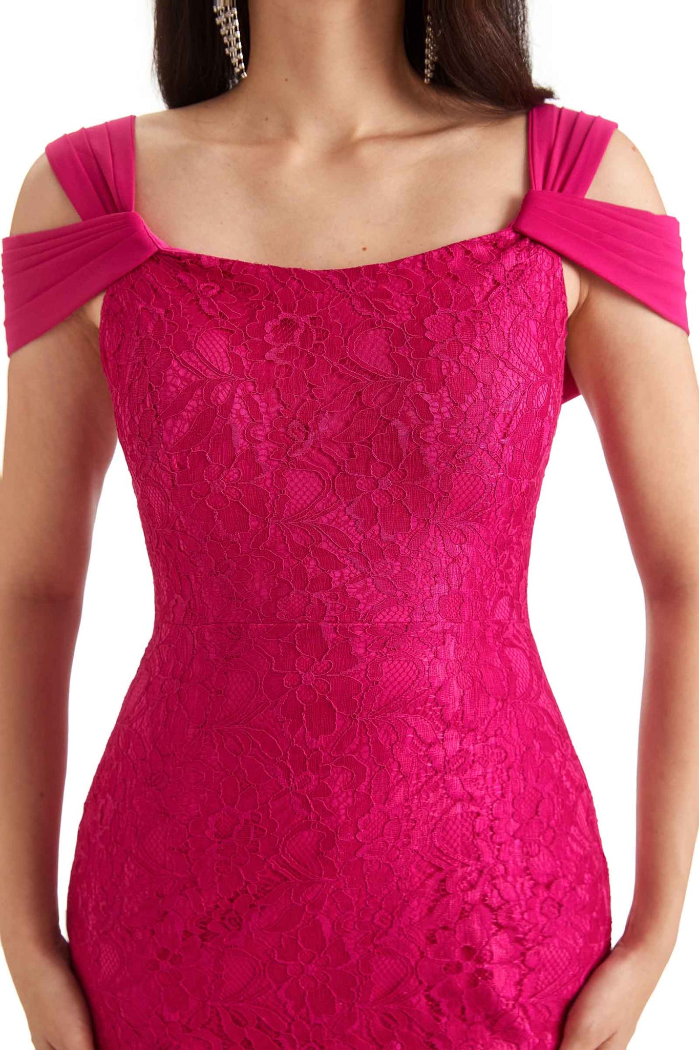 Sexy Mermaid Cold Shoulder Lace Petite Mother of The Brides Dresses UK