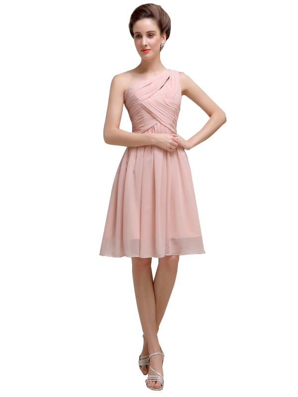 Pretty One-shoulder A-line Knee-Length Bridesmaid Dresses