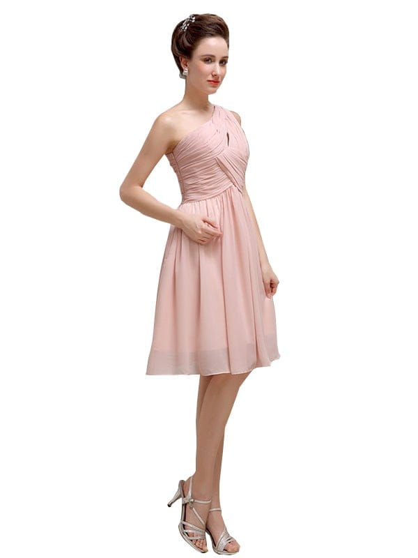 Pretty One-shoulder A-line Knee-Length Bridesmaid Dresses