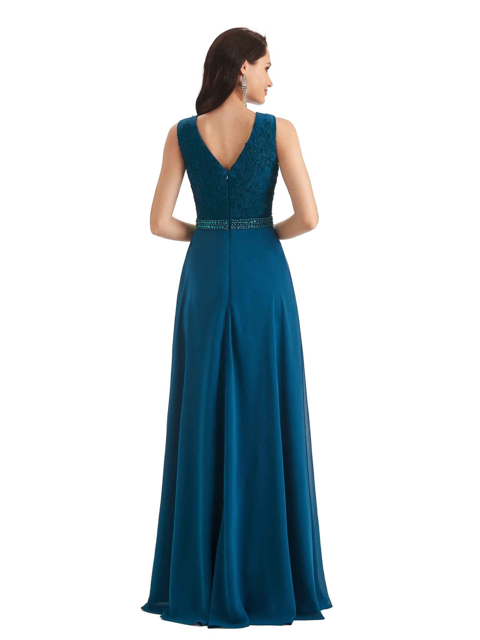 Elegant A-line Chiffon Long Lace Mother of The Bride Dresses With Lace Jacket