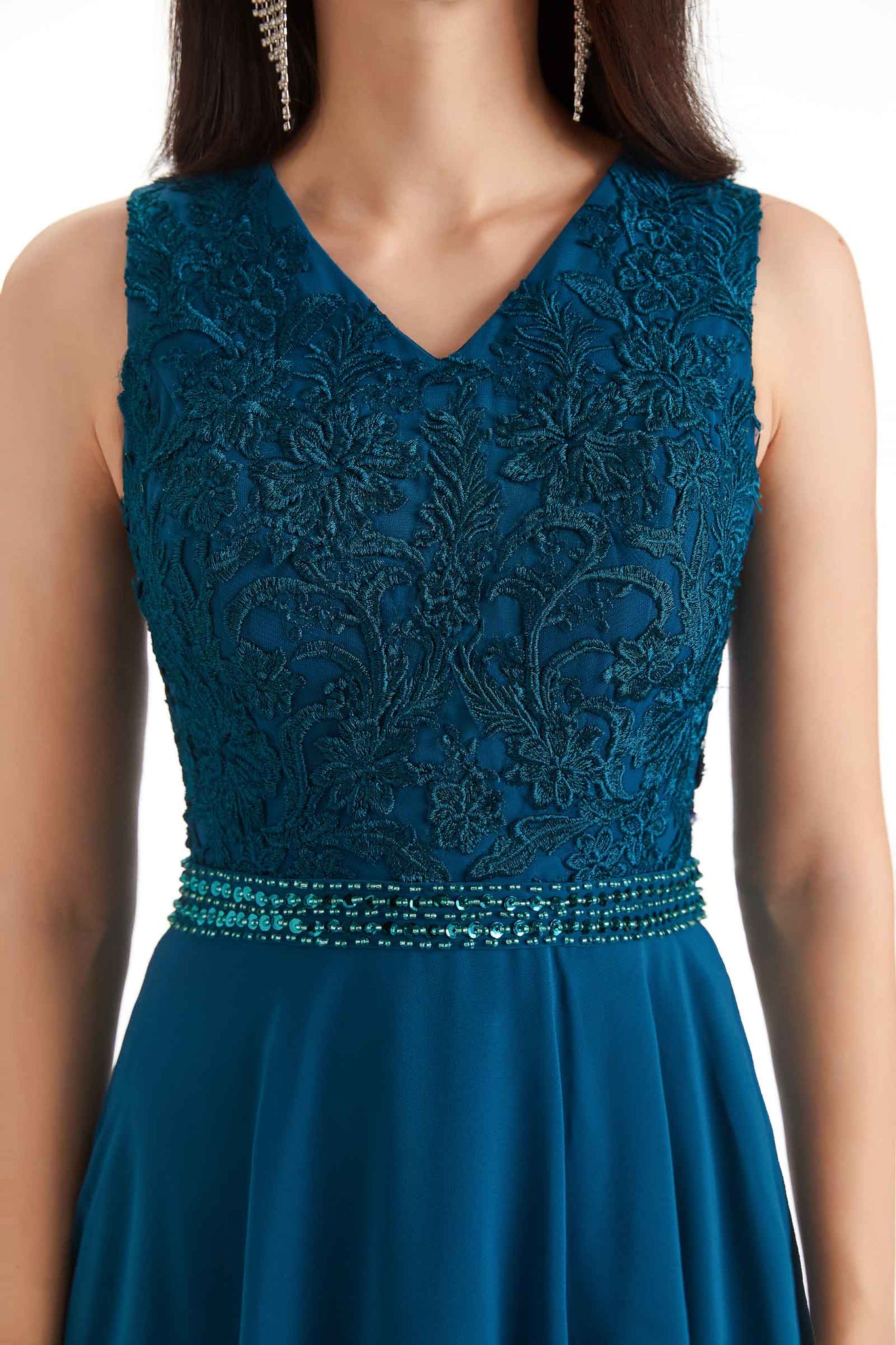 Elegant A-line Chiffon Long Lace Mother of The Bride Dresses With Lace Jacket