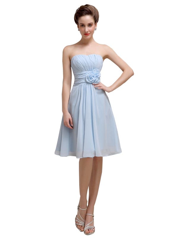 Pretty Strapless Flower Belt A-line Knee-Length Bridesmaid Dresses - ChicSew.co.uk chicsewuk Pretty Strapless Flower Belt A-line Knee-Length Bridesmaid Dresses - ChicSew.co.uk chicsewuk
