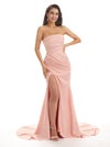 Sexy Soft Satin Side Slit Strapless Floor-Length Mermaid Prom Dresses Online