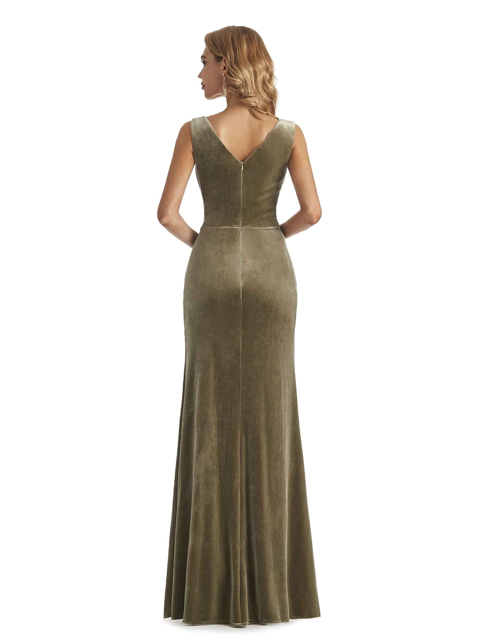 Elegant Two Pieces V Neck Mermaid Velvet Long Bridesmaid Dresses With Jacket