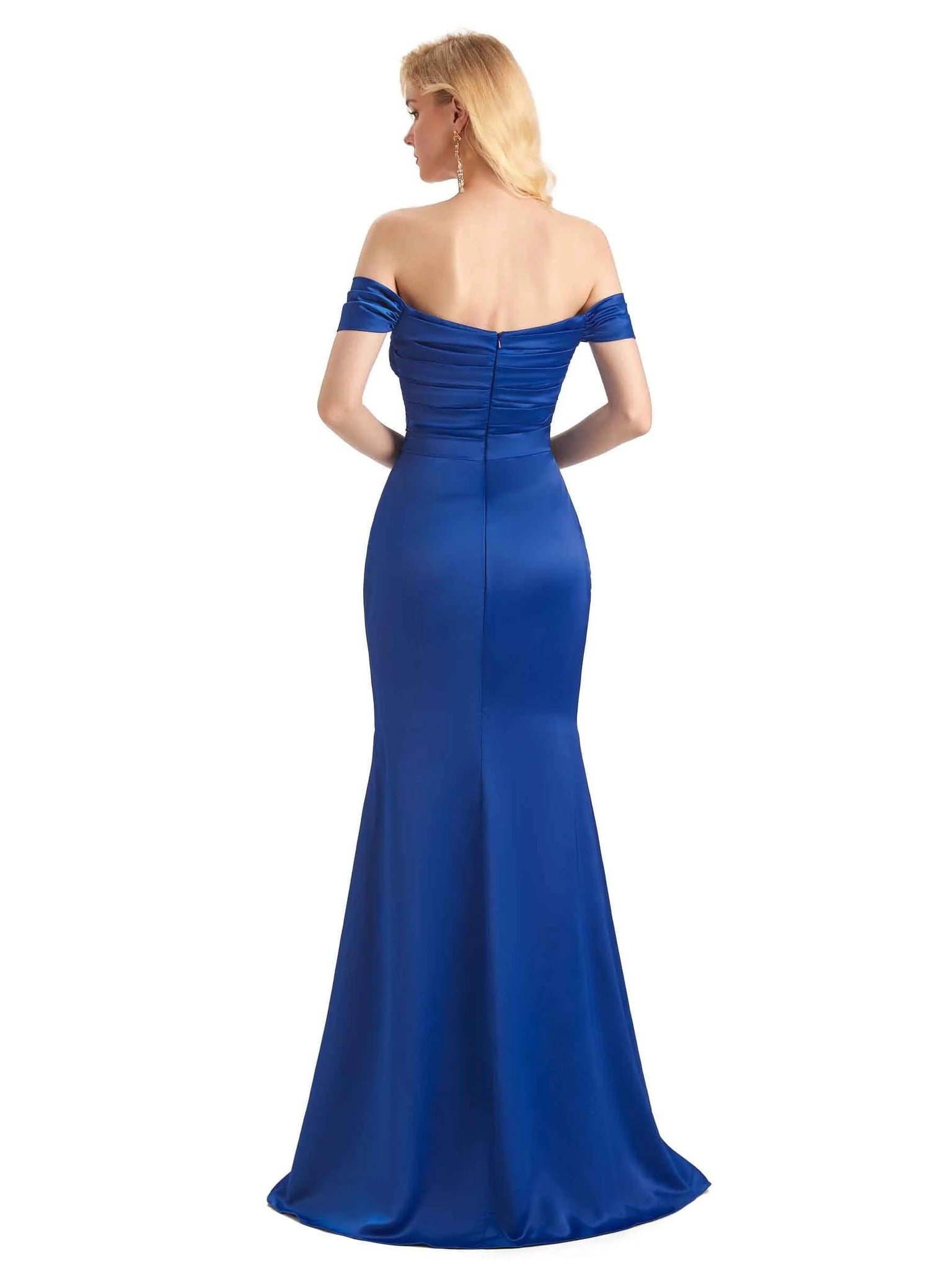 Simple Soft Satin Off The Shoulder Long Mermaid Prom Dresses Online