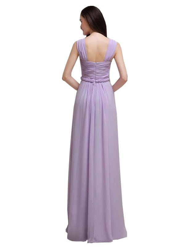 Honest A-line Chiffon Long Bridesmaid Dresses
