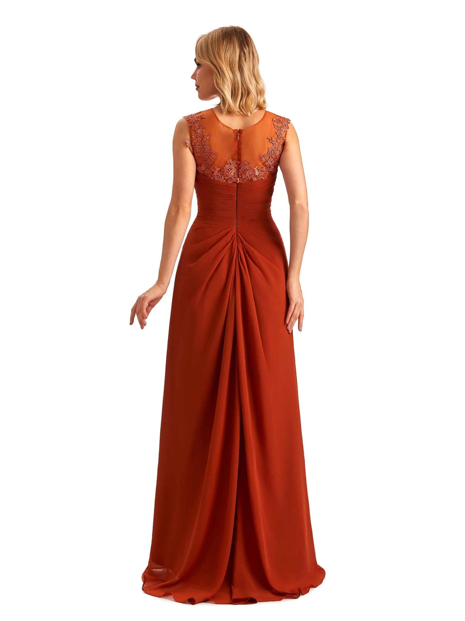 Sexy Chiffon Illusion Long Lace Mother of the Brides Dresses UK Slit