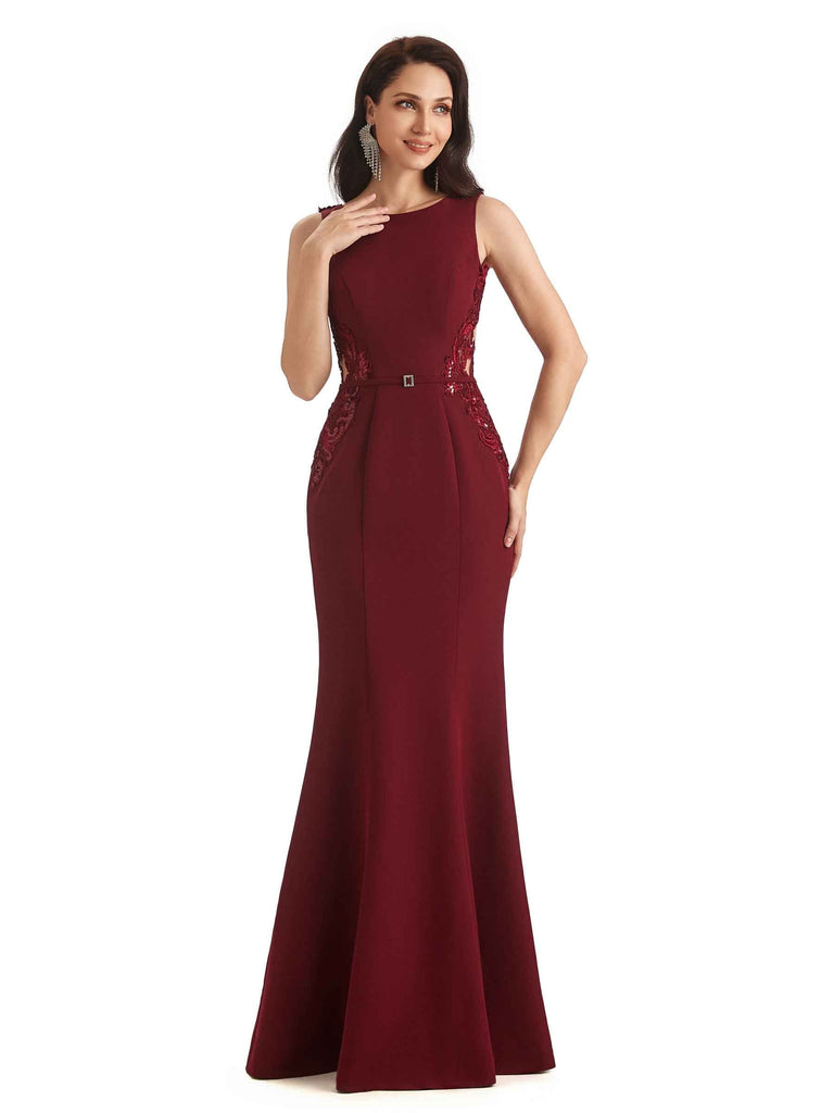 Sexy Mermaid Soft Satin Bateau Flattering Long Mother of The Bride Dresses