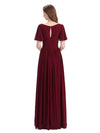 Chiffon A-line Short Sleeves Elegant Floor-Length Bridesmaid Dresses Online Sale