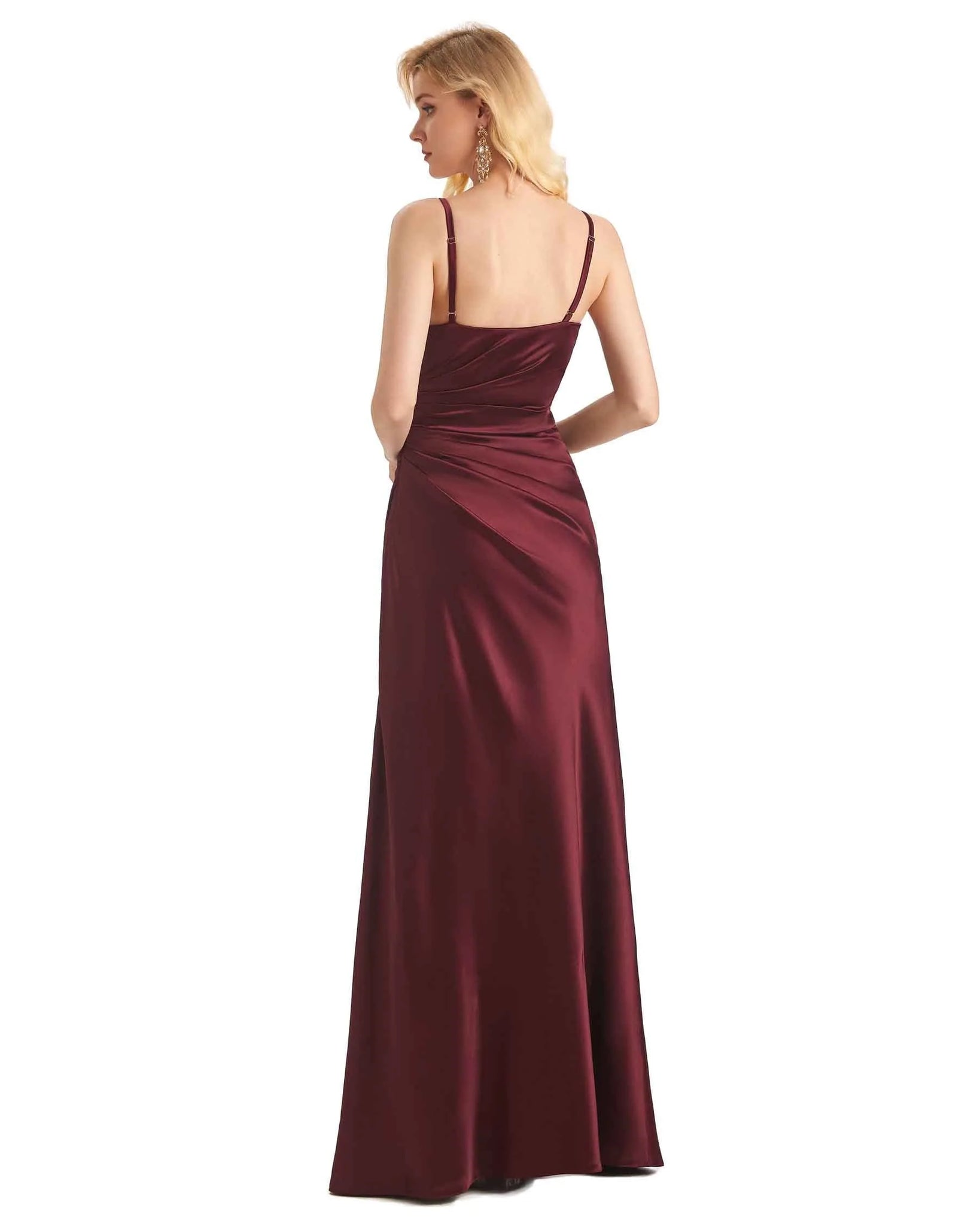 Sexy Side Slit Soft Satin Formal Long Prom Dresses Online