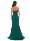 Sweetheart Strapless Mermaid Sexy Side Slit Soft Satin Long Bridesmaid Dresses Online