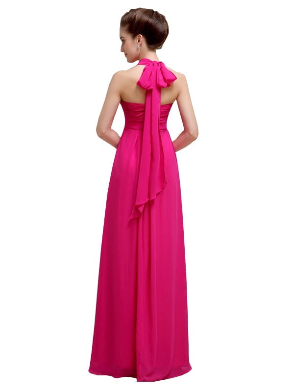 Elegant Sweetheart Halter Long Bridesmaid Dresses